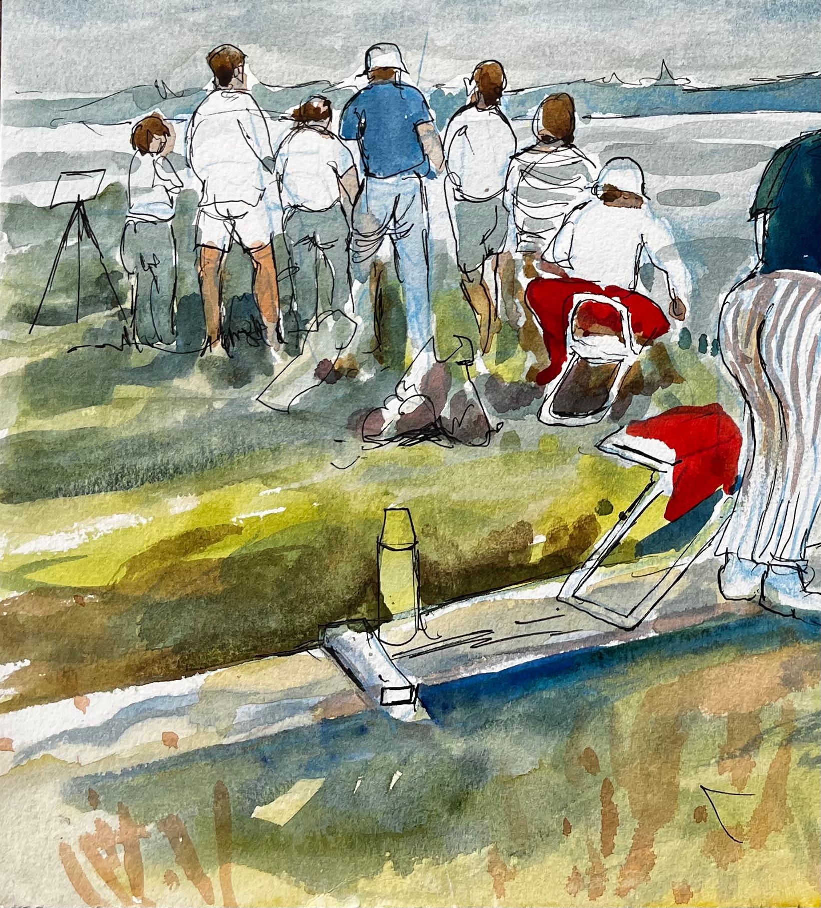 Flatford Mill Painting Course Group of Artists by British Painter John Steane For Sale 2