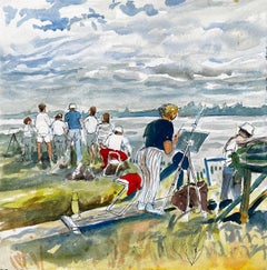 Flatford Mill Painting Course Group of Artists by British Painter John Steane