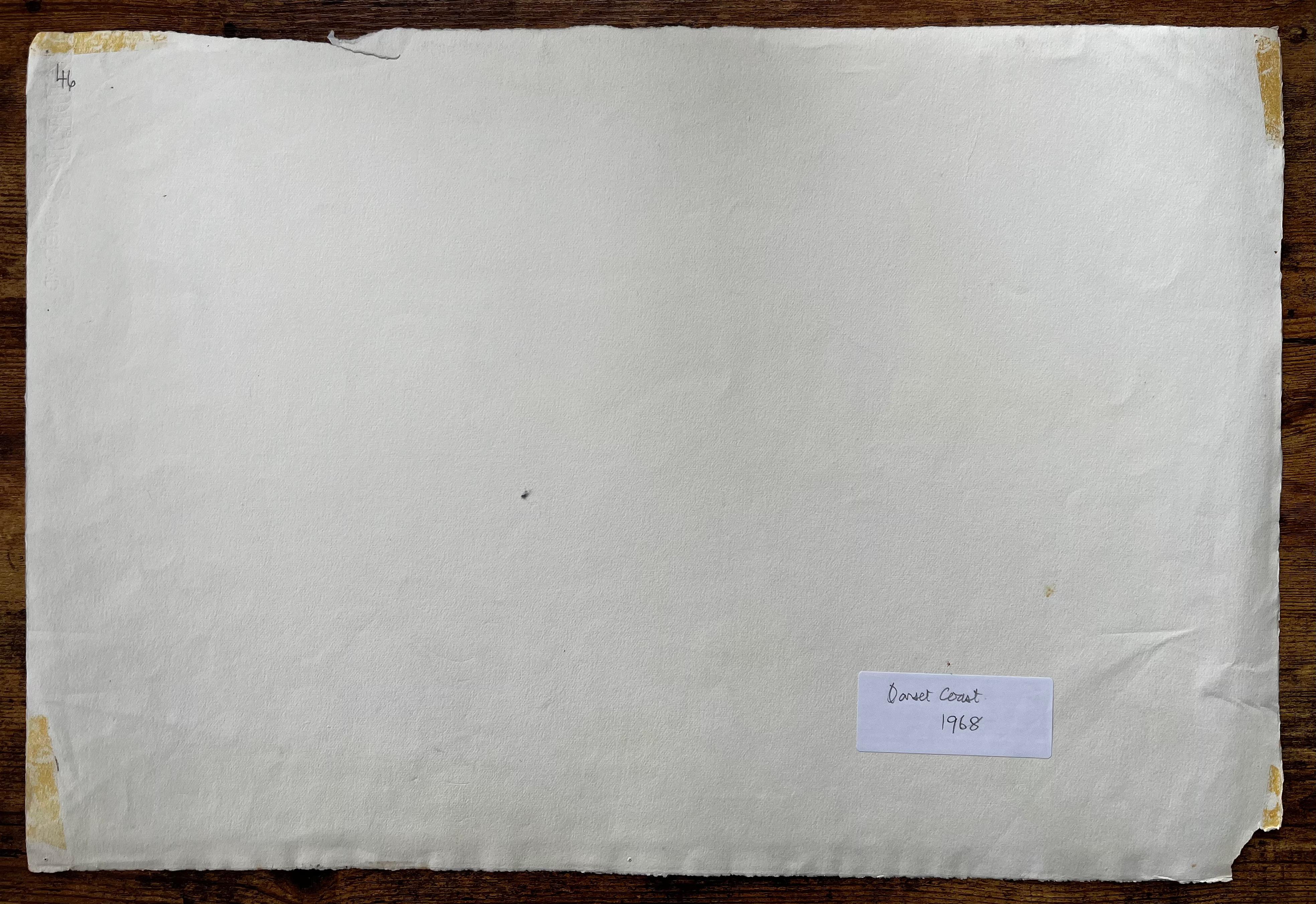 Large Rock on Dorset Coast Low Tide 1960s English Watercolour Landscape For Sale 3