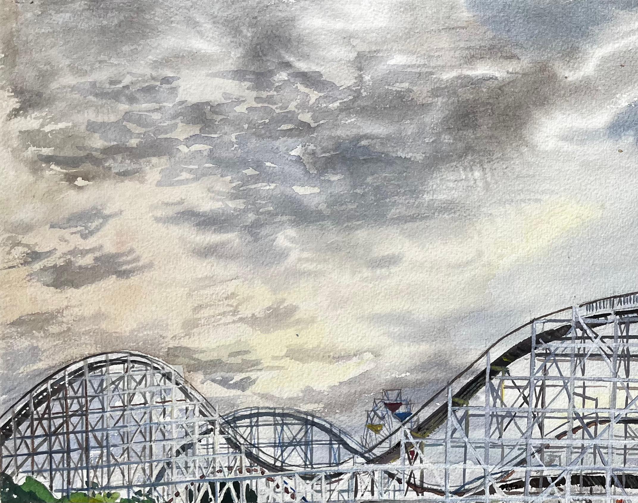 Southport Cyclone Rollercoaster Fairground Scene 1959 by John Steane For Sale 1