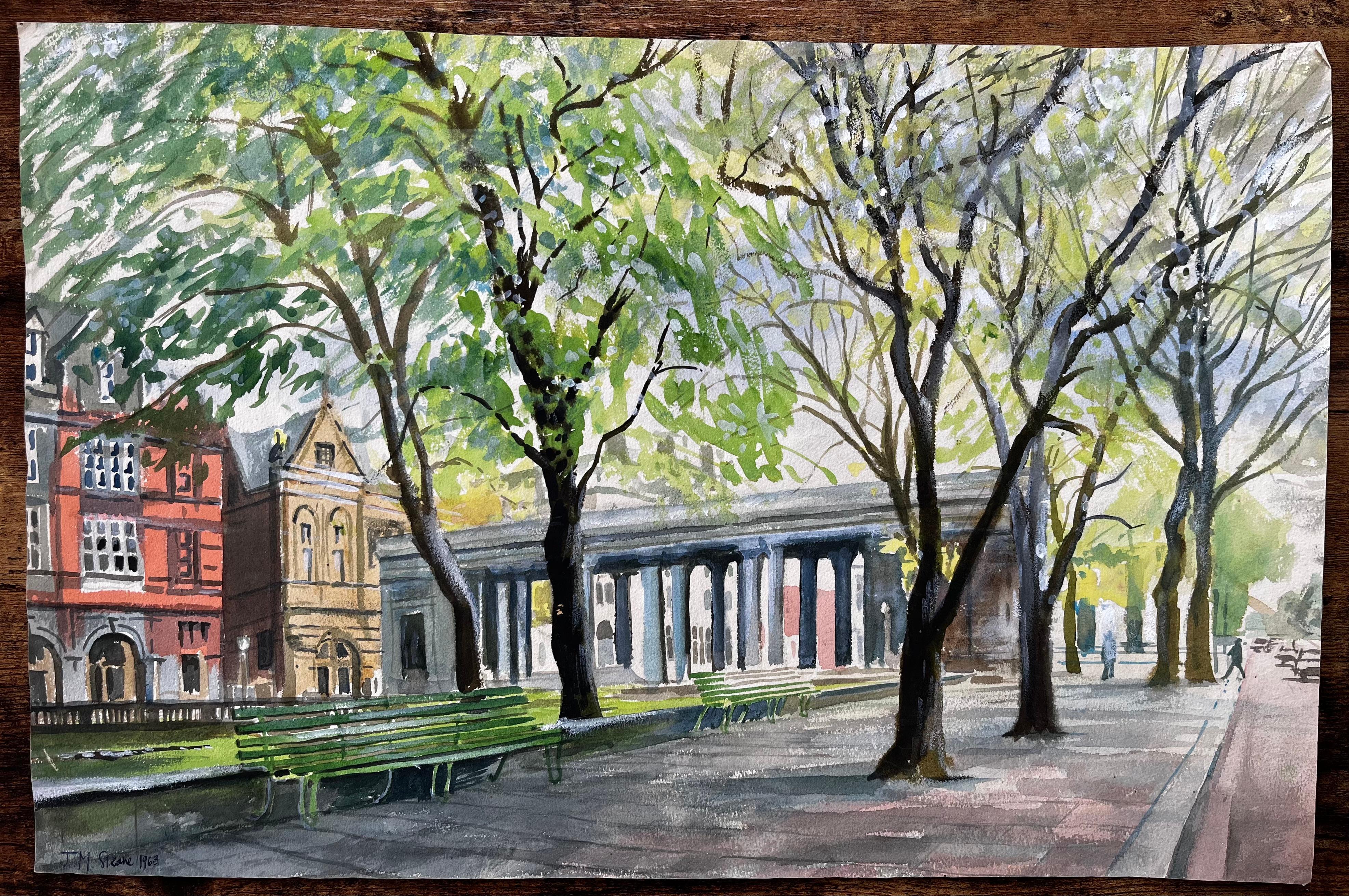 The Monument Southport Lord Street Lancashire Signed 1968 British Watercolour - Art by John Steane (b.1931)