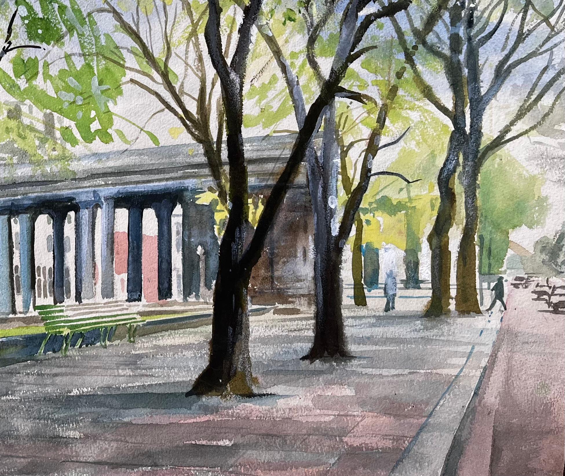 Title: The Monument Southport Lord Street Lancashire Signed 1968 British Watercolour
by John Steane (b.1931)
Signed: Bottom left
Size: 14.5 inches (height) x 22 inches (width)
watercolor painting on paper, unframed
condition: Good, with some slight