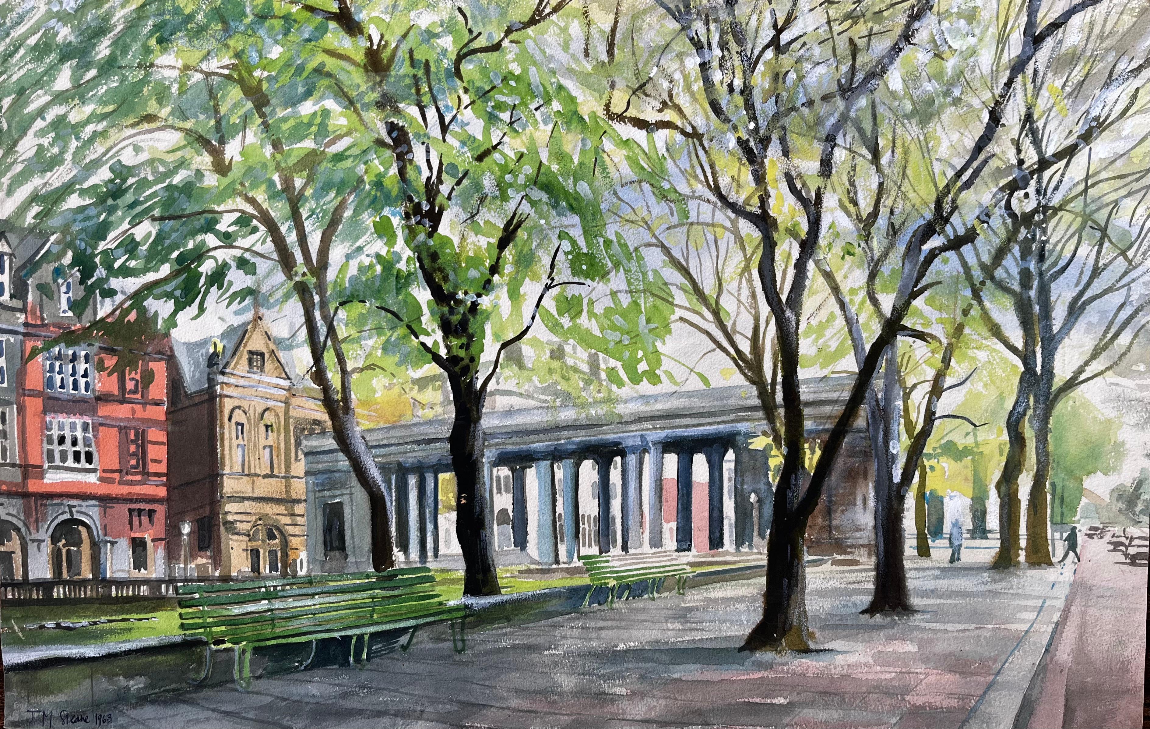 John Steane (b.1931) Landscape Art - The Monument Southport Lord Street Lancashire Signed 1968 British Watercolour