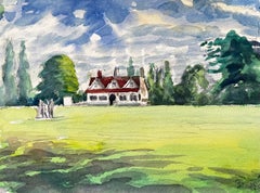 University Parks Oxford Pavillon Rotes Dach Bäume und Skulpturengruppe 2016