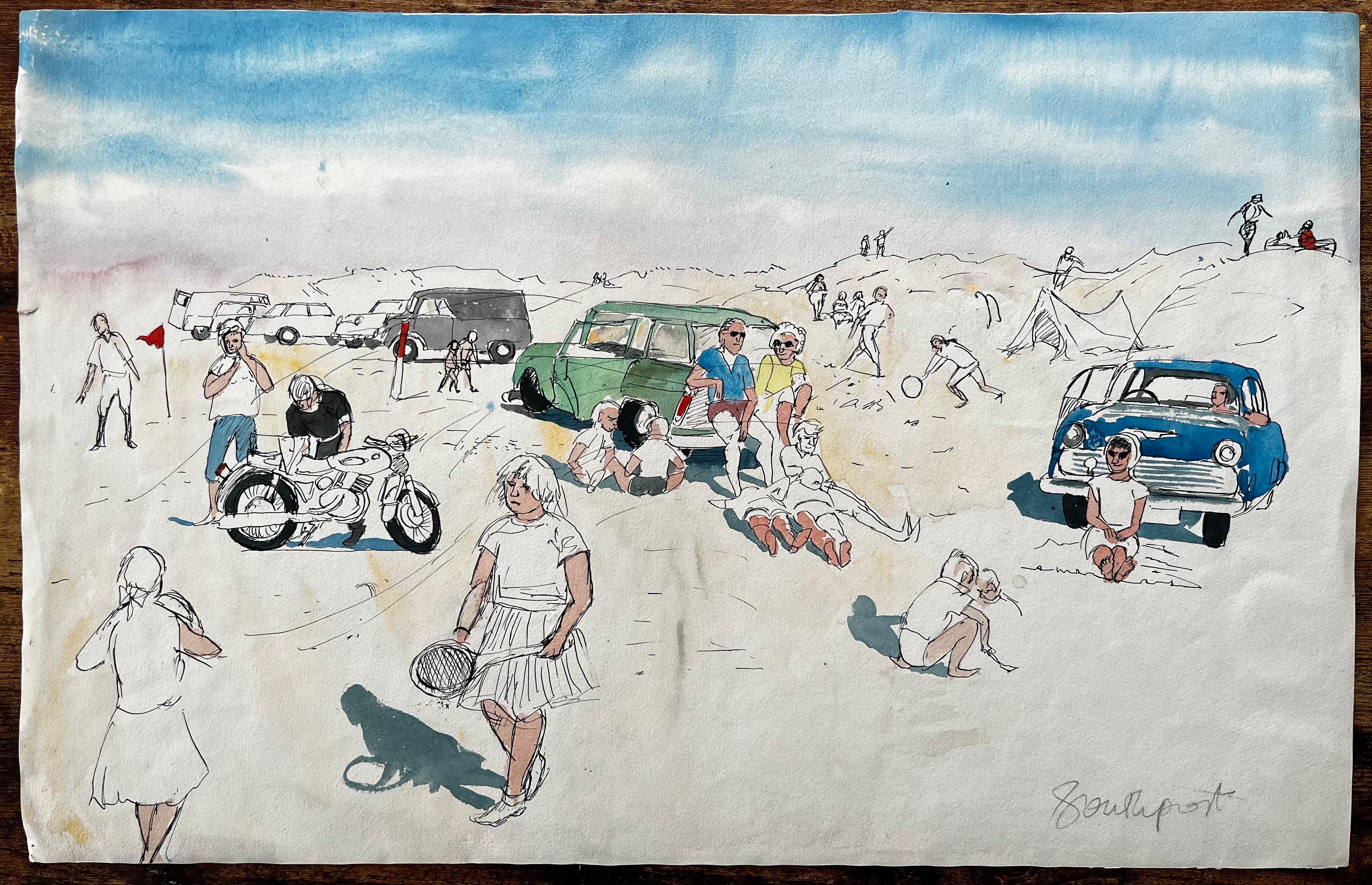 Horloge victorienne et kiosque à musique Scène printanière Watford Park Aquarelle en vente 2