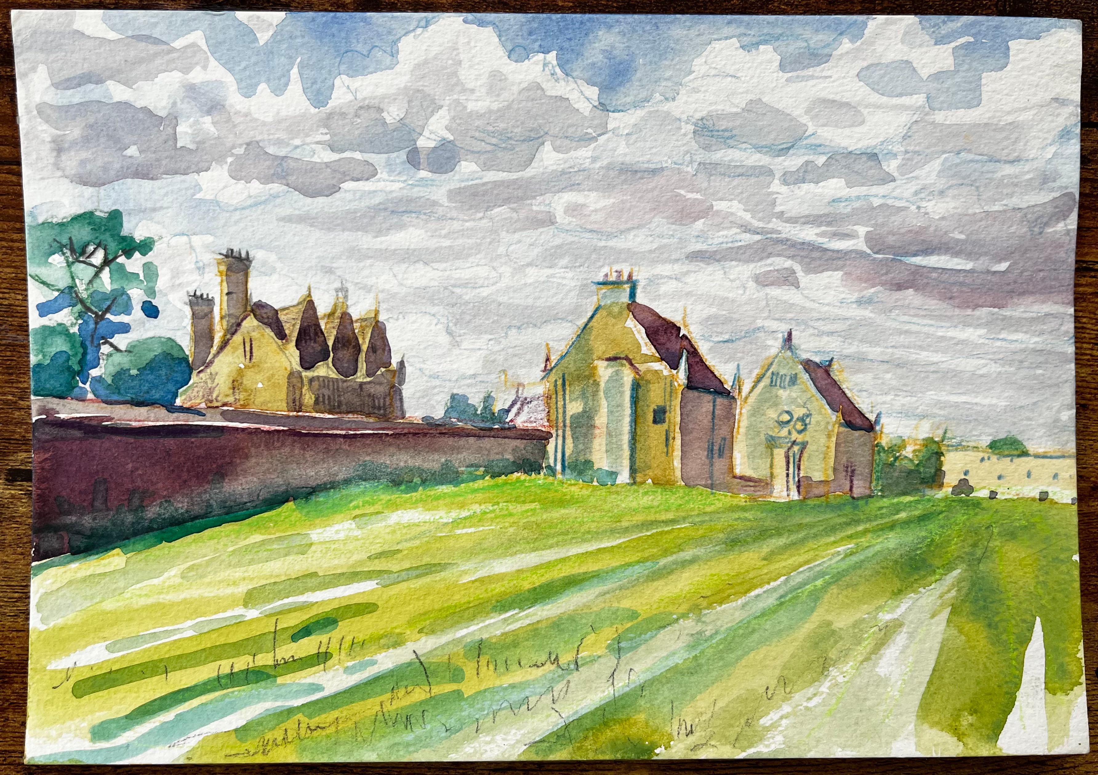 Water Eaton Manor House Oxfordshire Historische Gebäude und Freiflächenansicht – Art von John Steane (b.1931)