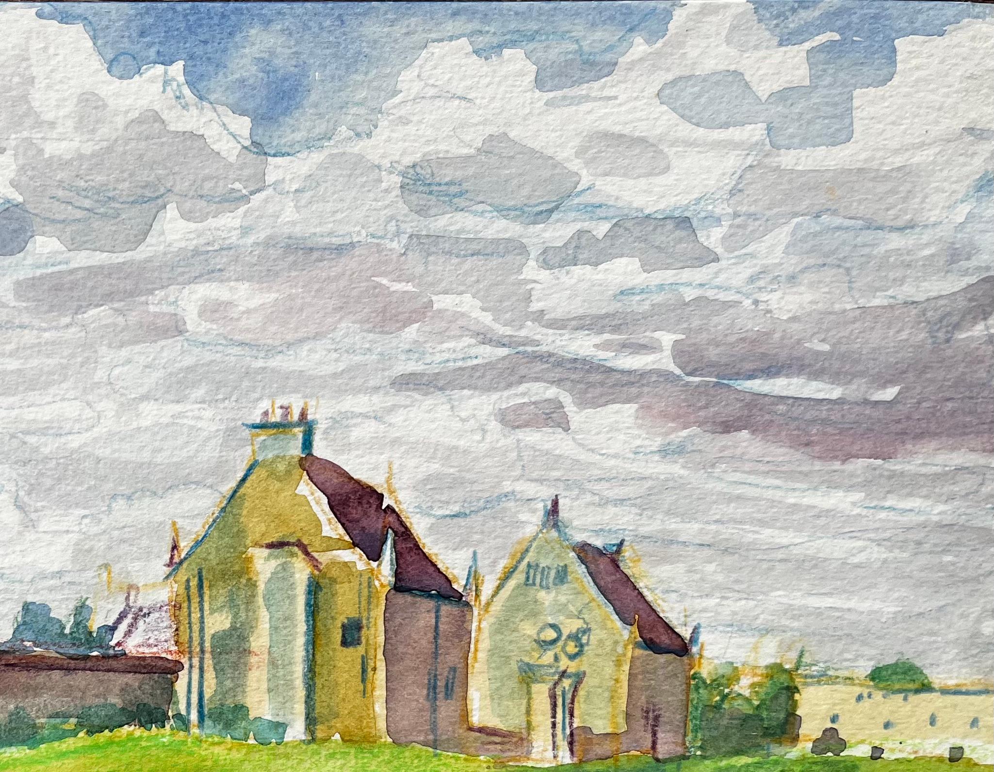 Water Eaton Manor House Oxfordshire Historische Gebäude und Freiflächenansicht (Beige), Landscape Art, von John Steane (b.1931)