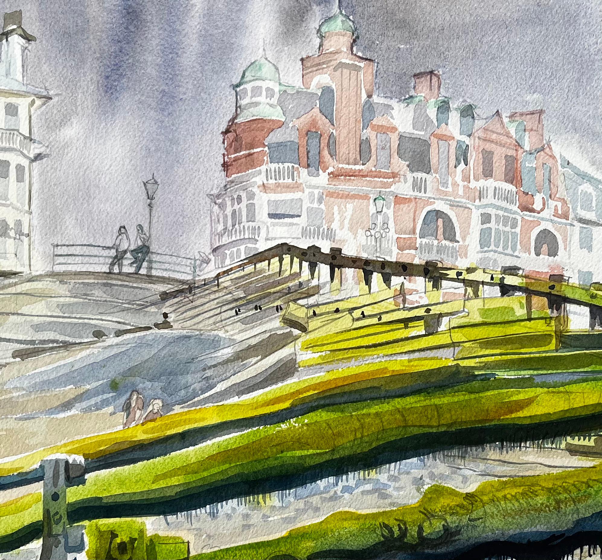 Worthing Seafront View with Pier Groynes and Promenade Architecture 1973 For Sale 2