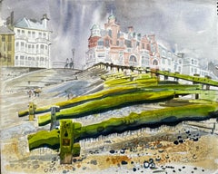Worthing Seafront View with Pier Groynes and Promenade Architecture 1973