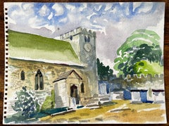 Wytham Church Oxfordshire Aquarellmalerei der historischen Dorfkirche