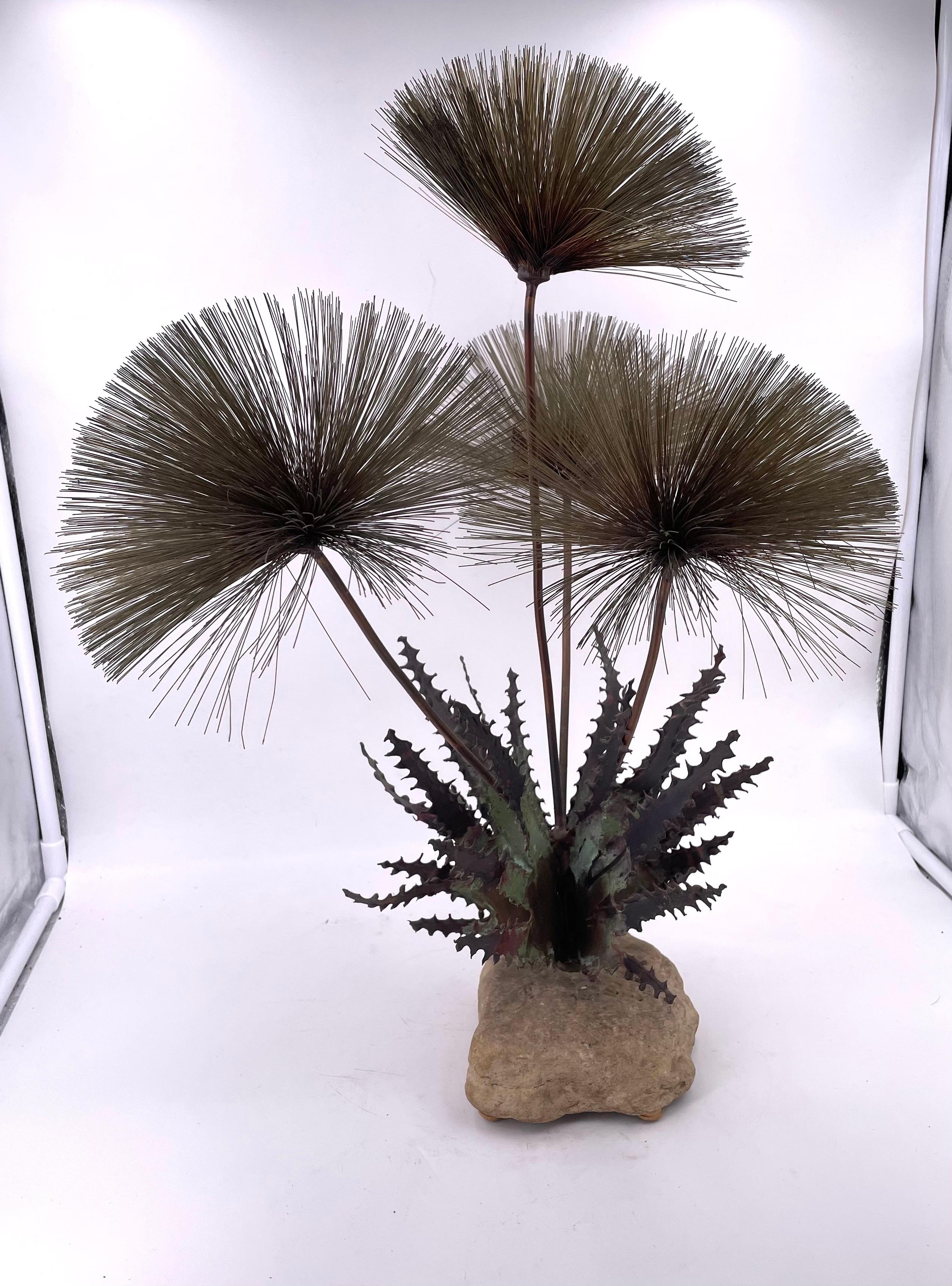 Signed sculpture of copper and stone by John Steck.
Looks like dandelions! A riff on the French tole plant sculptures...
Also called 