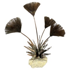 John Steck Brutalist Copper And Stone Desert Rose Table Sculpture
