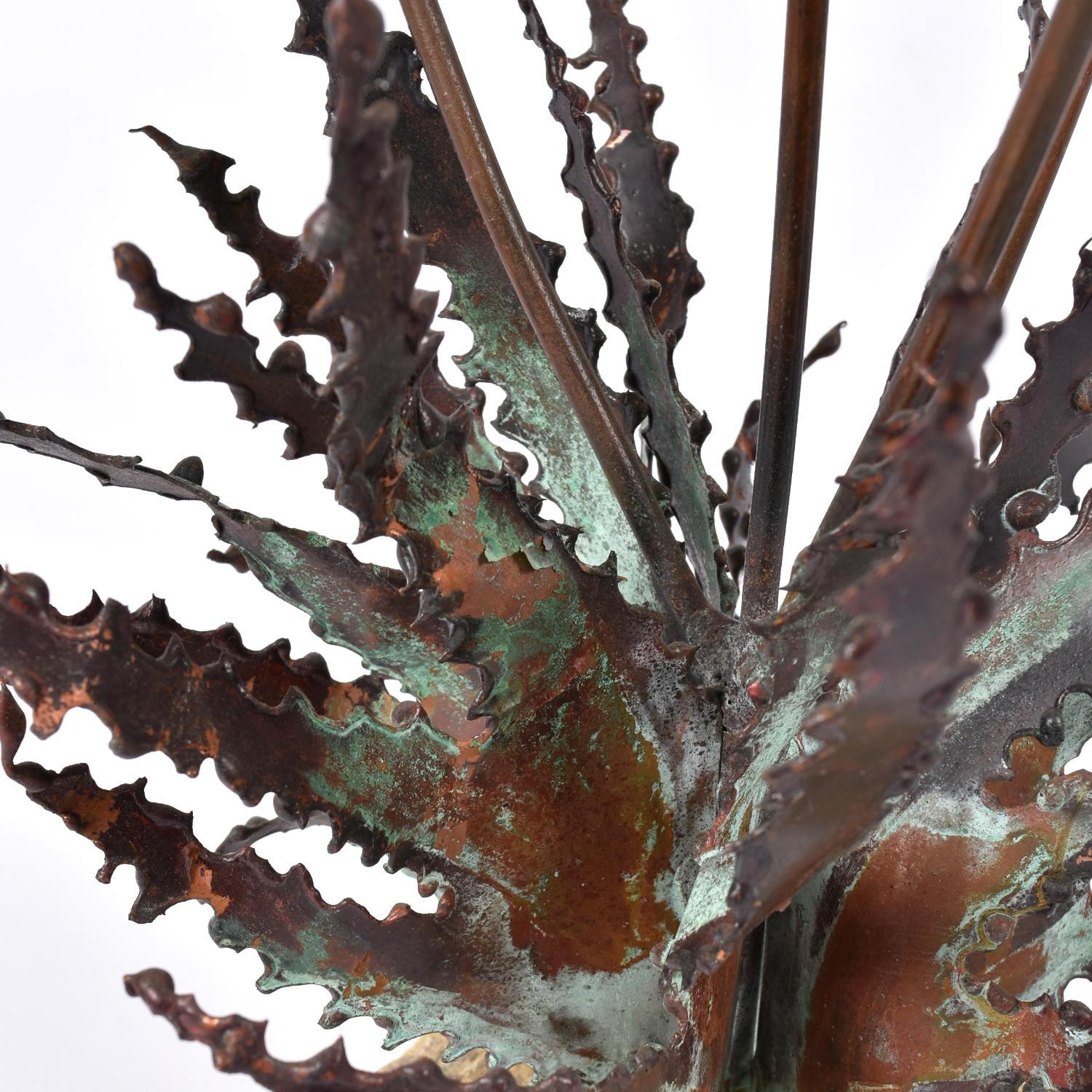 John Steck Desert Rose Metal and Stone Vintage Brutalist Sculpture For Sale 1