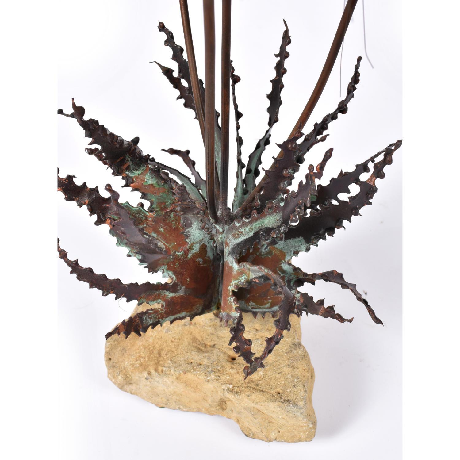 John Steck Desert Rose Metal and Stone Vintage Brutalist Sculpture For Sale 2
