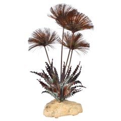 John Steck Desert Rose Metal and Stone Vintage Brutalist Sculpture