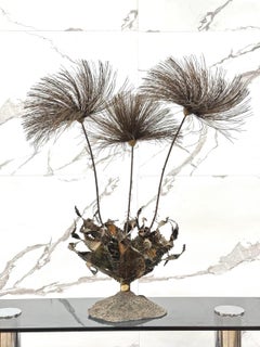 John Steck Desert Rose Scultura brutalista vintage in metallo