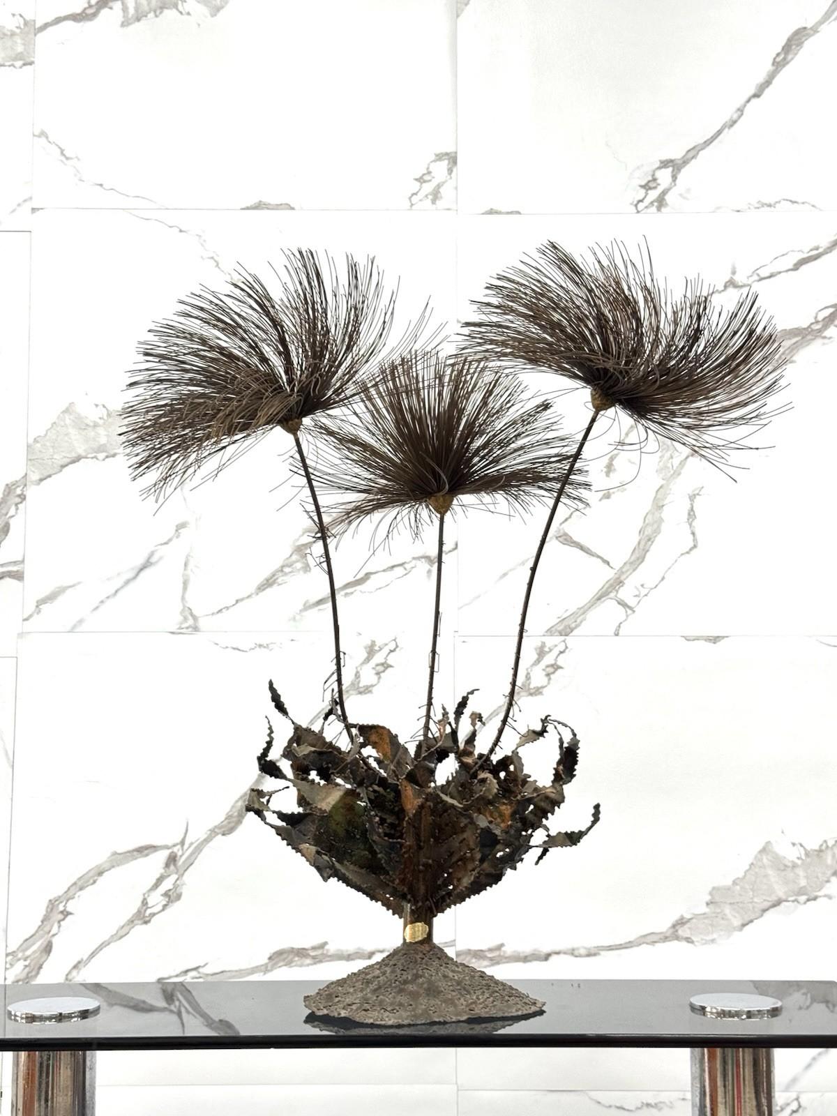 Italian John Steck Desert Rose Vintage Brutalist Sculpture in Metal For Sale