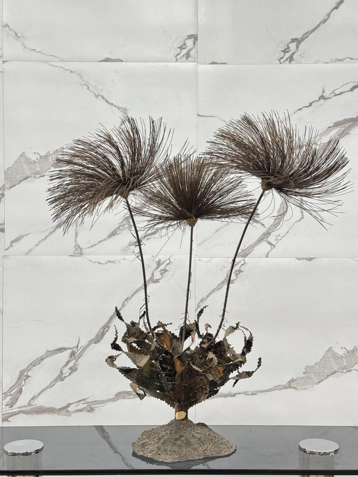 John Steck Desert Rose Vintage Brutalist Sculpture in Metal For Sale 4