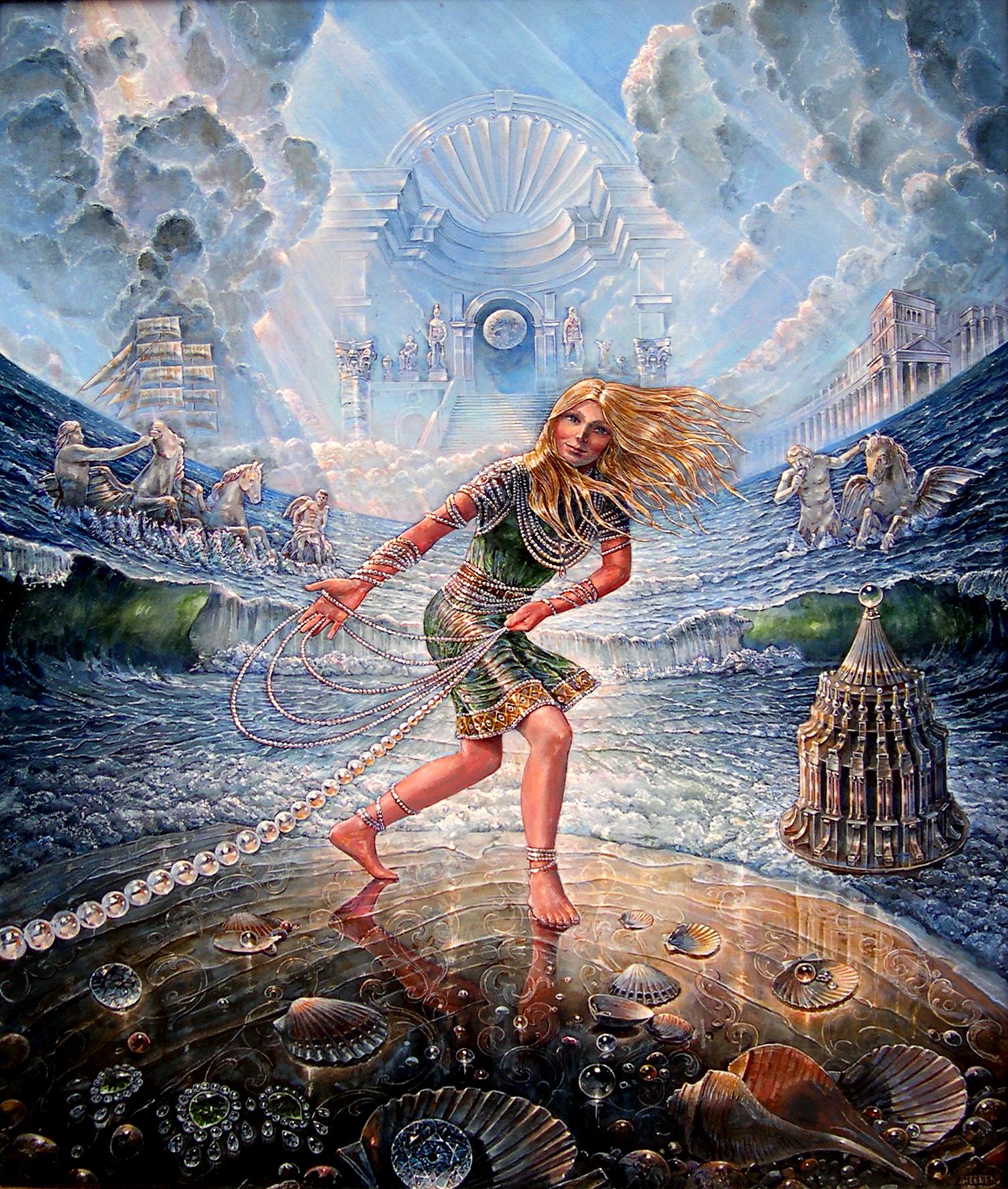 "Our Lady of the Foam", John Stephens, Acrylic Painting, Surrealism, 24x30