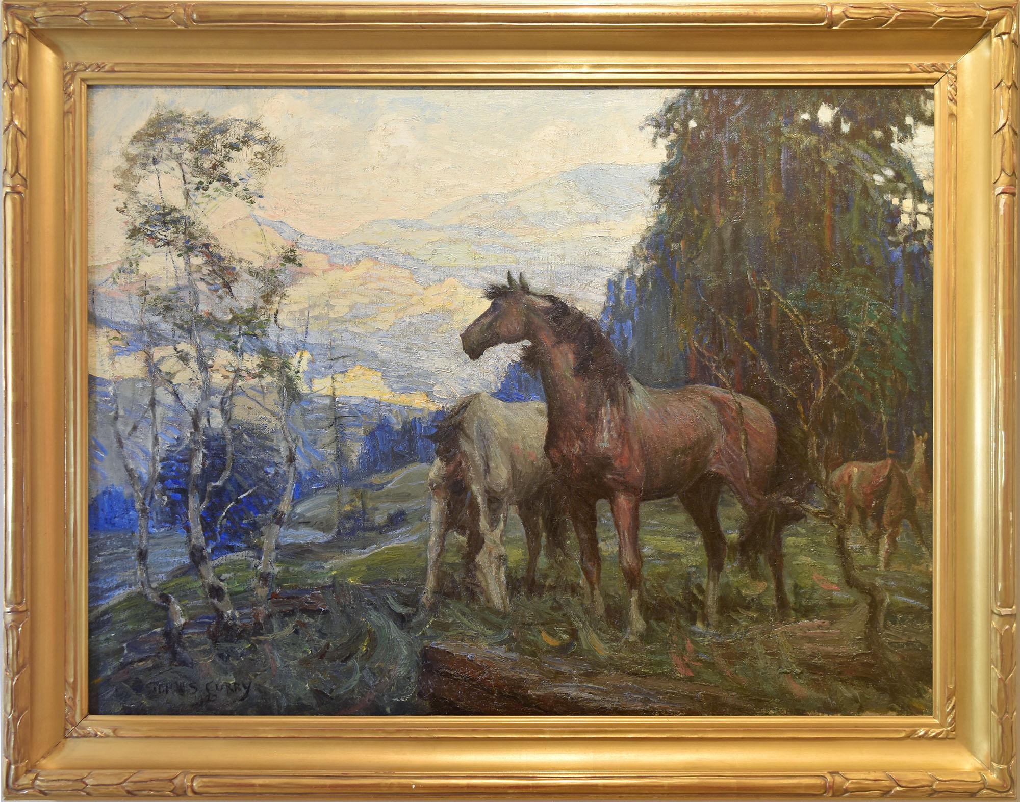 John Steuart Curry Landscape Painting - Horses