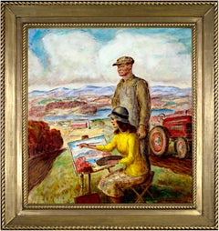 'Schizzo del Wisconsin', dipinto a olio originale firmato da John Steuart Curry