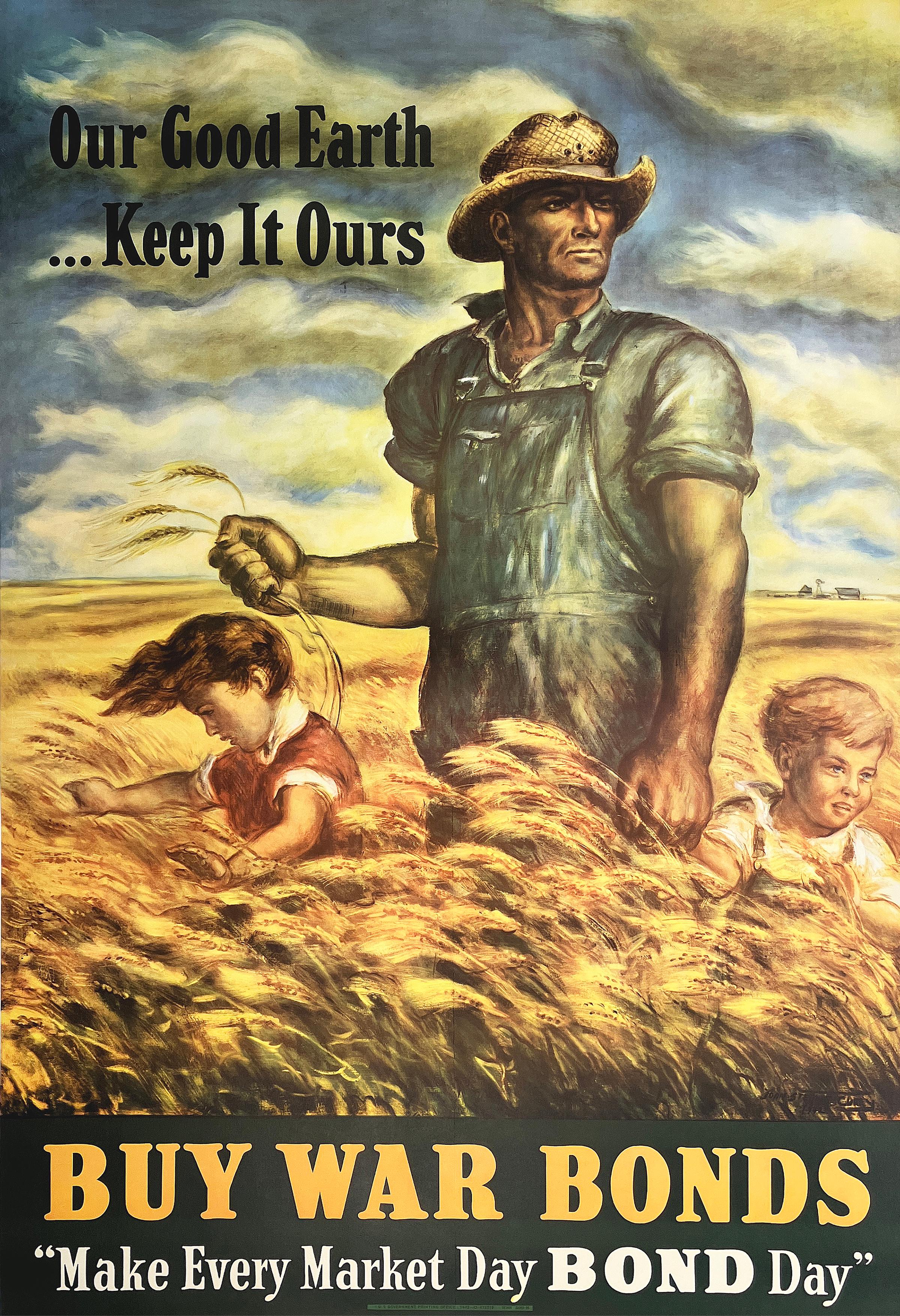 Original Vintage Our Good Earth Keep It Ours WWII Poster by John Steuart Curry