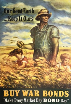 Original Vintage Our Good Earth Keep It Ours WWII Poster by John Steuart Curry