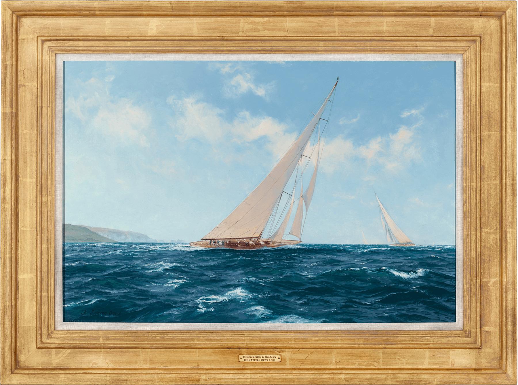 Velsheda beating to Windward off the Needles - Painting by John Steven Dews