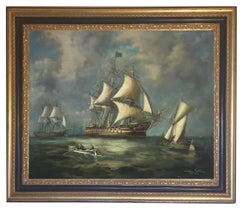 Sailers - John Stevens Italian Sailing Boat Oil on Canvas Painting