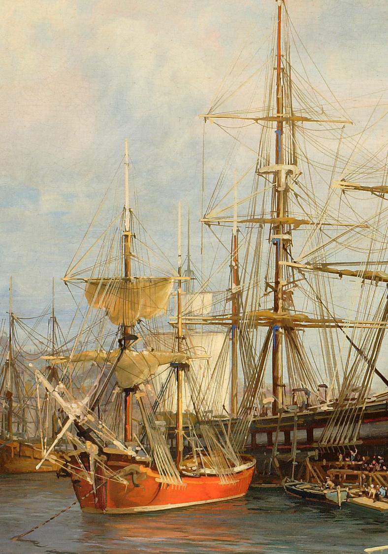 SEAPORT - Italian sailing boat oil on canvas painting by John Stevens 2