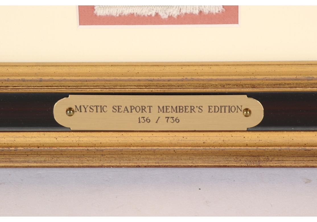 Classique américain Lithographie de J. Stobart « Mystic Seaport » (le port mystique). « The Charles L. Morgan » au Chubb's Wharf en vente