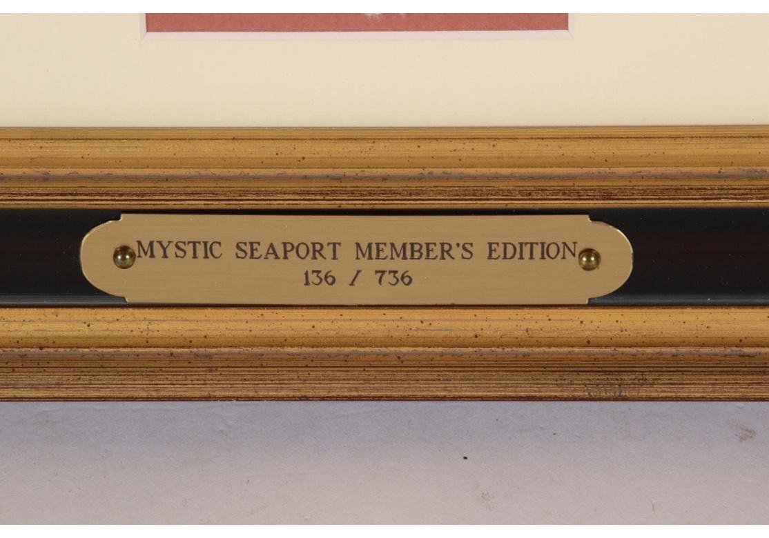Bois Lithographie de J. Stobart « Mystic Seaport » (le port mystique). « The Charles L. Morgan » au Chubb's Wharf en vente