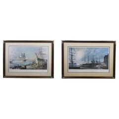 John Stobart Nautical Maritime Clipper Ship Sailboat Harbor Lithographs 46"