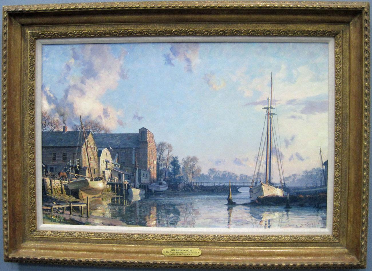 Greenwich , The Lower Landing, Cos Cob, 1895	 - Painting by John Stobart