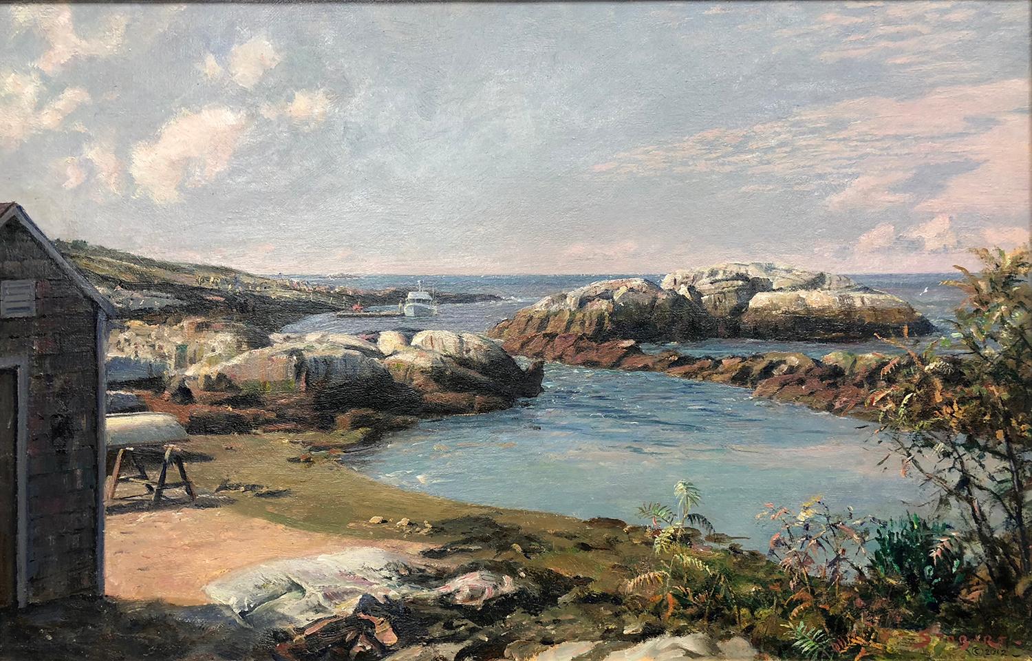 Isle of Shoals Babb's Cove Appledore Island - Painting by John Stobart