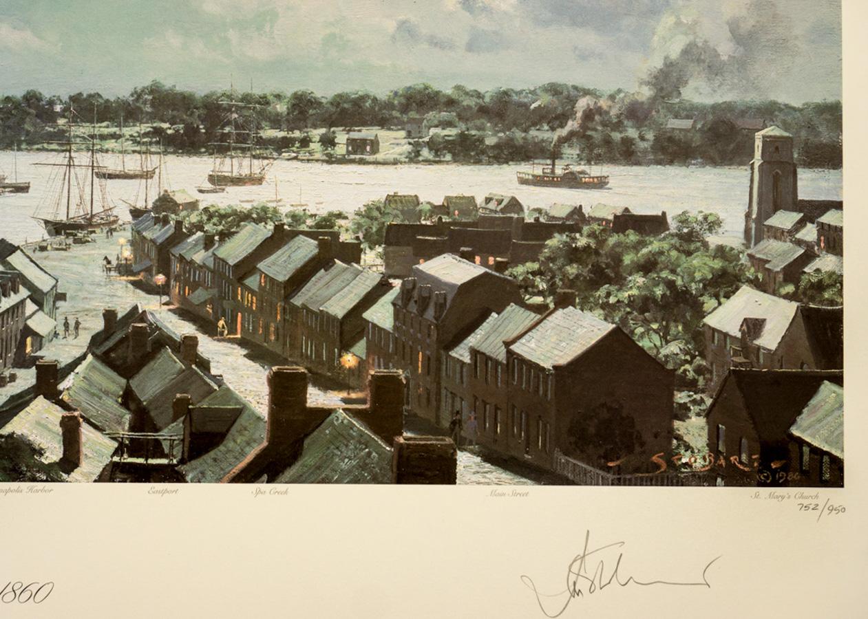 Signed limited edition print after painting by John Stobart (b.1929).
Born and raised in England, John Stobart emigrated to the United States in the 1960's and became interested in America's maritime history. His first exhibition of marine paintings