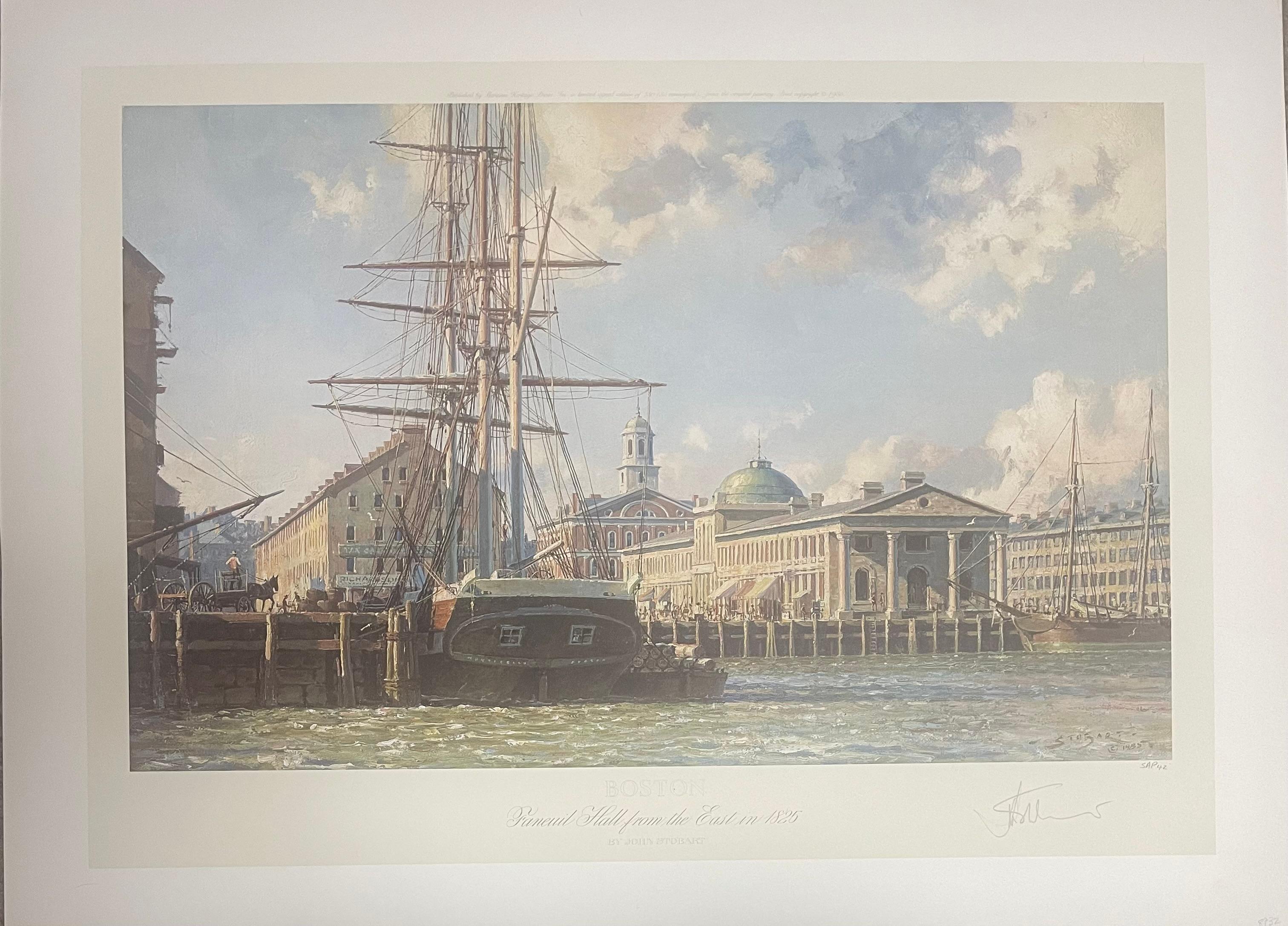 “BOSTON Faneuil Hall from the East in 1825“ - Print by John Stobart