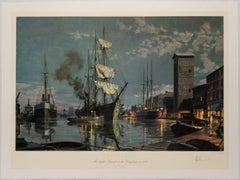 Cleveland. Moonlight-Ankunft auf dem Cuyahoga ca. 1876