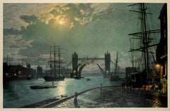 London.  Moonlight over the Lower Pool in 1897