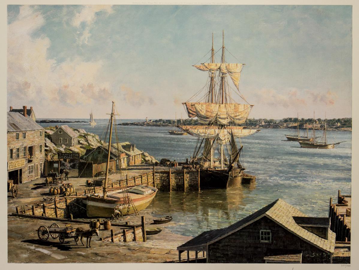 Marblehead. Appleton's Wharf in 1850 - Print by John Stobart
