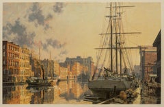 Milwaukee. A View of the Inner Harbor at Sunnset in 1880