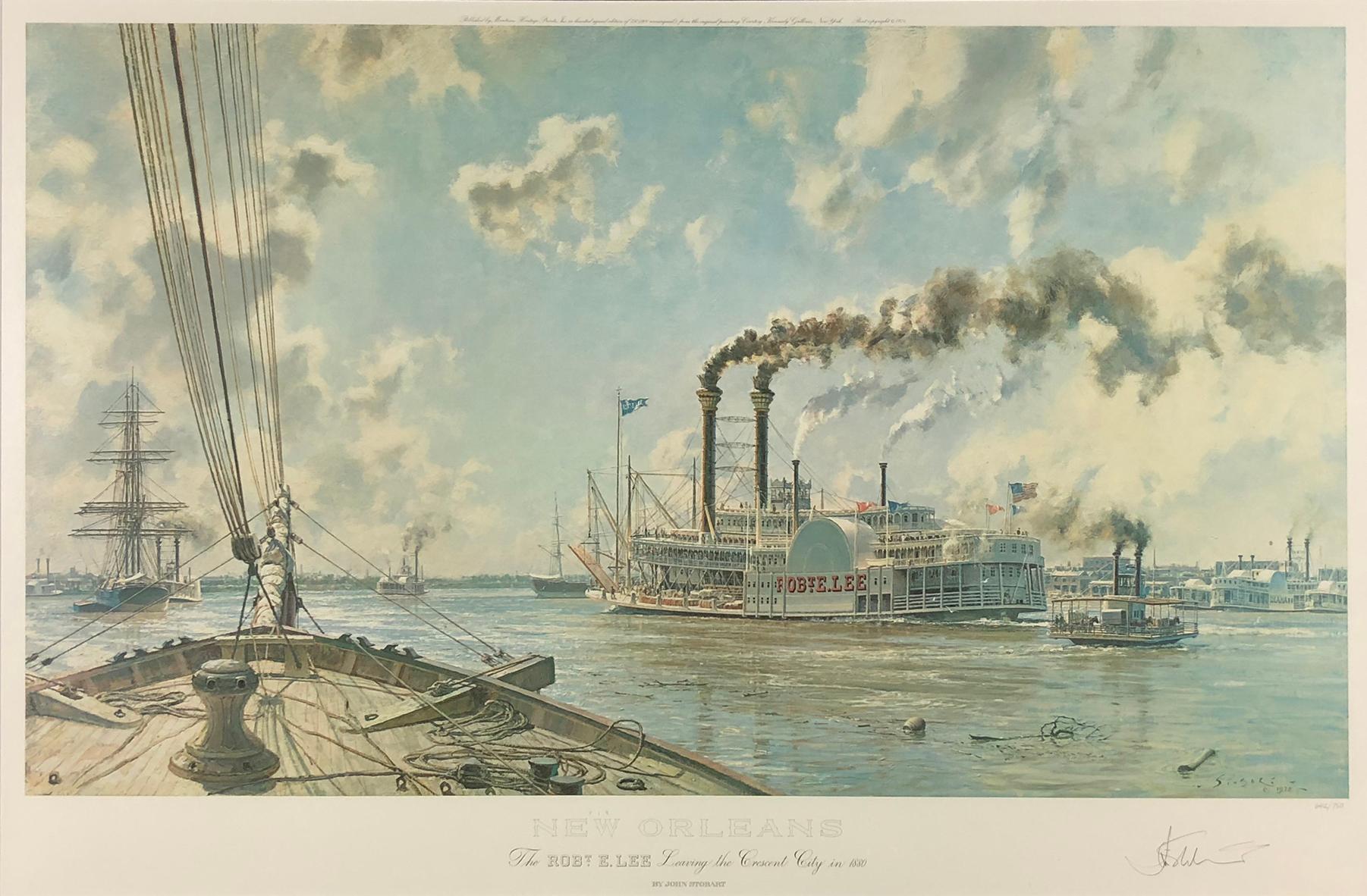 John Stobart Landscape Print - New Orleans - Robert E. Lee Leaving the Crescent City in 1880