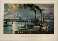 Pittsburgh. The Sidewheel-Steamer "Dean Adams" arriving at the Point in 1880