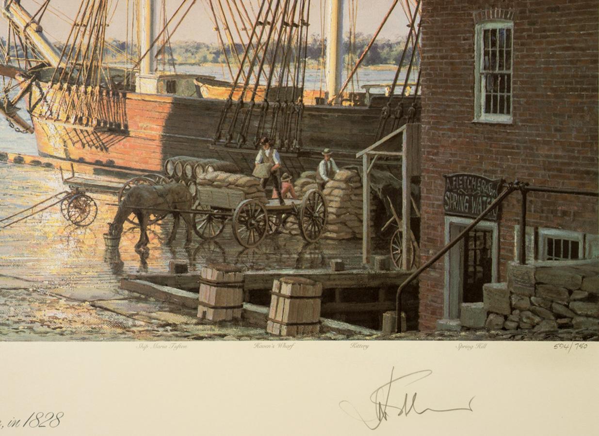 Portsmouth. Merchants Row, Overlooking New Hampshire's Pscatagua River, in 1828 - Beige Print by John Stobart