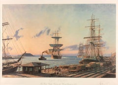 San Pedro, The Bark "Vidette" Towing into Port at Sunrise, 1890