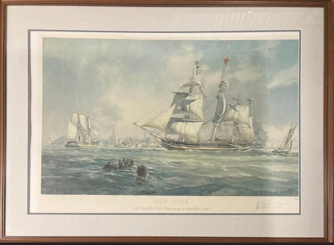 The Black Ball Packet Orpheus quittant l'East River en 1835 en vente 1