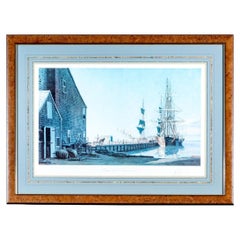 Prueba de artista de edición limitada firmada por John Stobart "Muelle recto, Nantucket en 1832