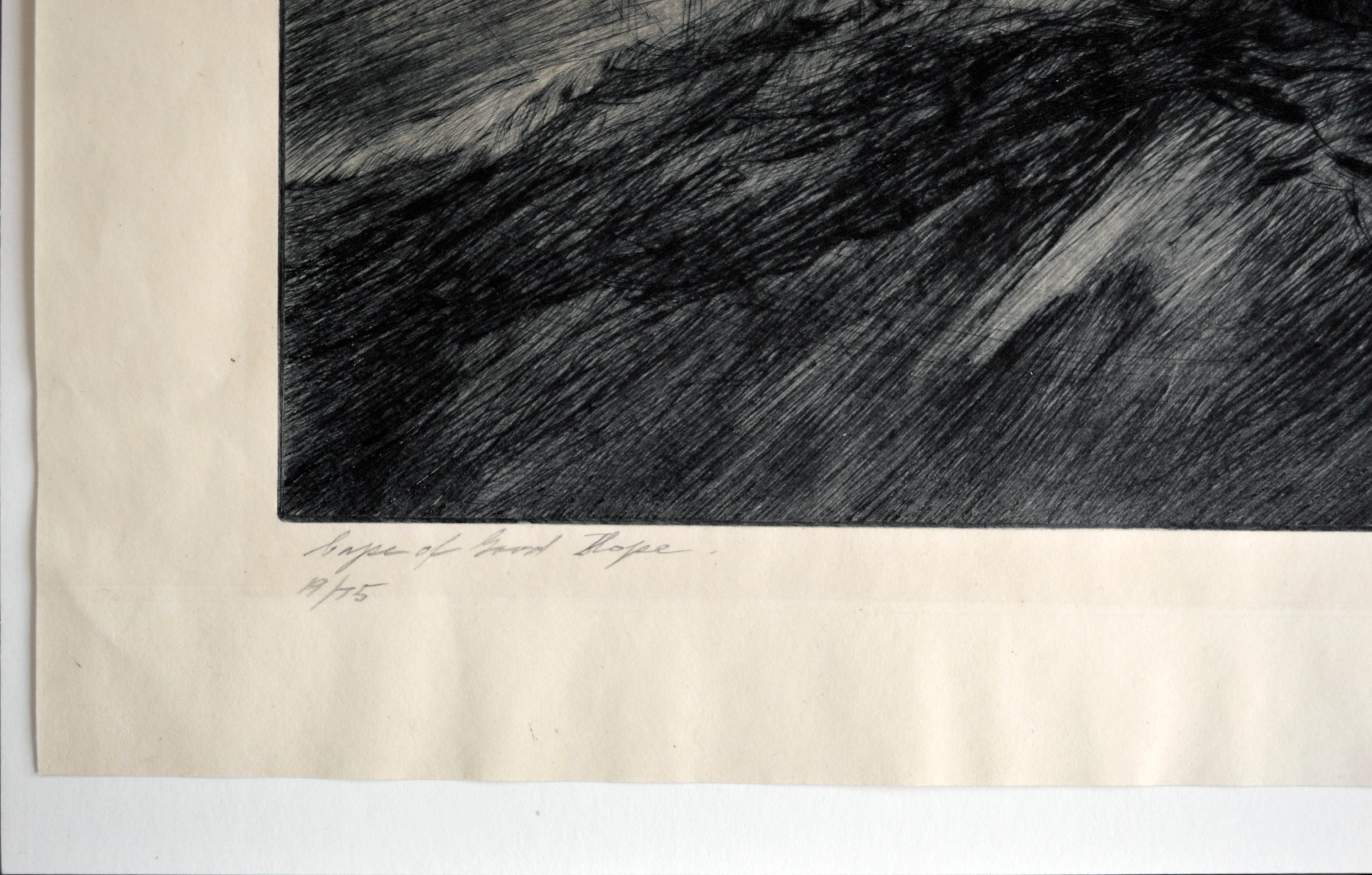 Mid Century Cape of Good Hope Seascape Etching - American Impressionist Print by John Stoll