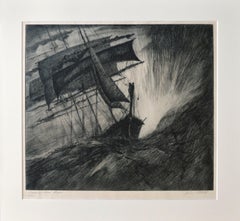 Mid Century Cape of Good Hope Seascape Etching