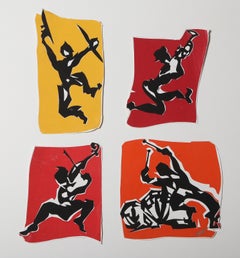 Band Players, Modern Collage of Four Screenprints  by John Stritch